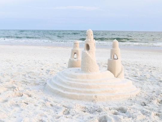 Sandcastle on the beach in Gulf Shores, beach proposal idea