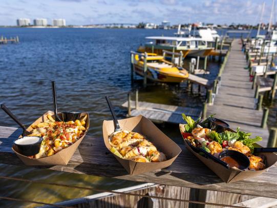 Delicious food at Avenue Pub waterfront restaurant in Orange Beach