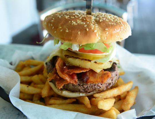 Burger and fries for lunch