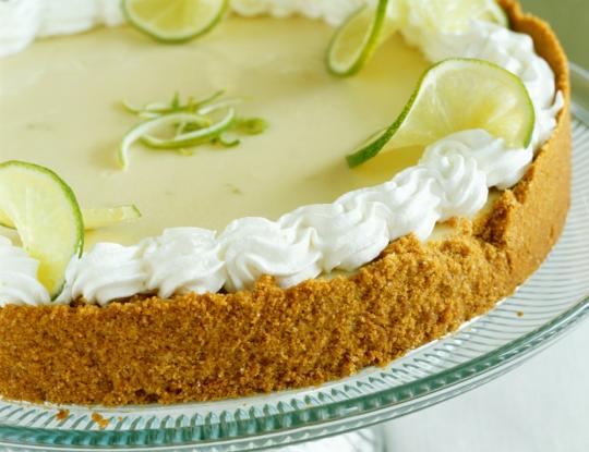 Key lime pie on a tray