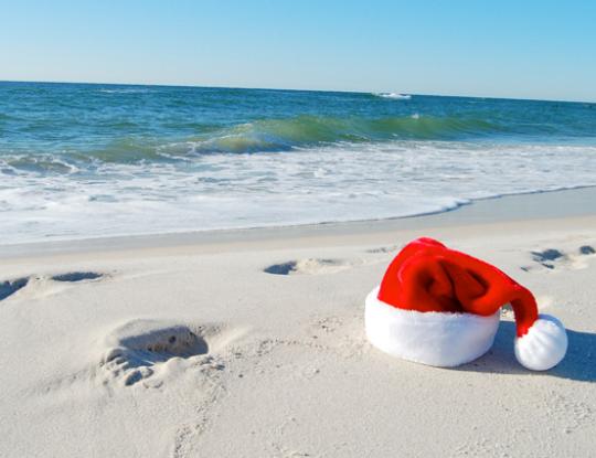 Santa Hat on Alabama's White Sand Beaches