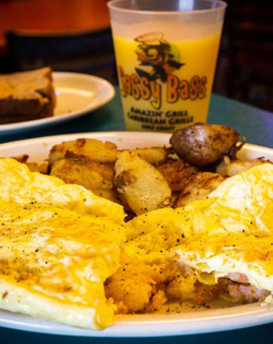 Sassy Bass Shrimp Omelet