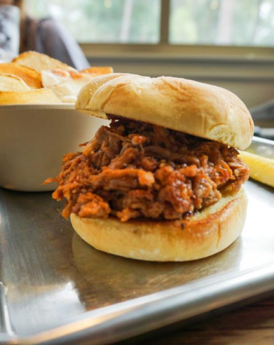 BBQ sandwich from Woodlands in Gulf Shores