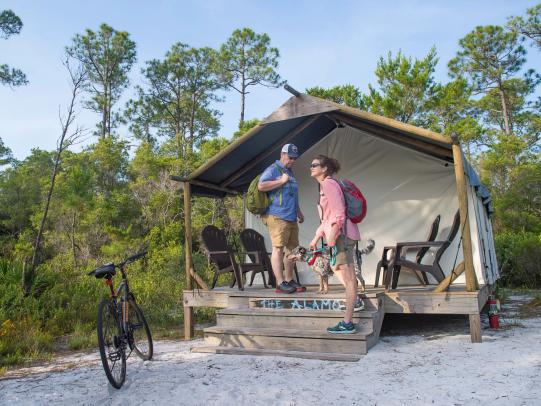 Couple camping at Gulf State Park