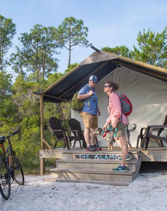 Couple camping at Gulf State Park