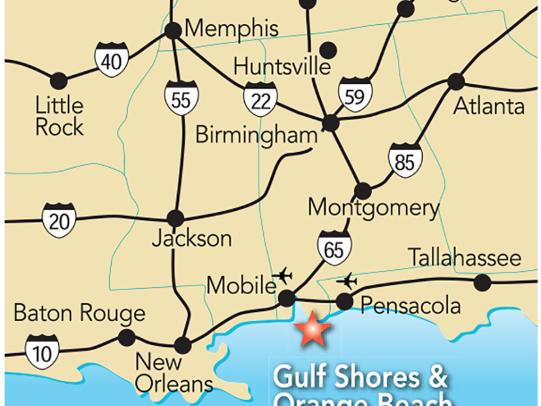 Gulf Shores and Orange Beach map 