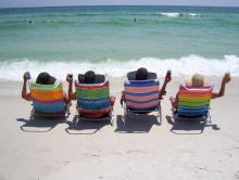 Girlfriends lounging on Orange Beach