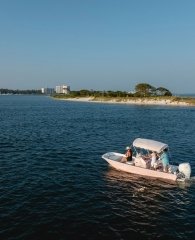 pink rose boat rental cruising near the islands in Orange Beach