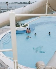 waterslide and pool at Caribe waterfront resort in Orange Beach