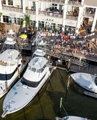 Fishing tournament boats at the Wharf Marina during the Blue Marlin Grand Champion fishing tournament in Orange Beach