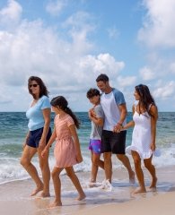family on beach