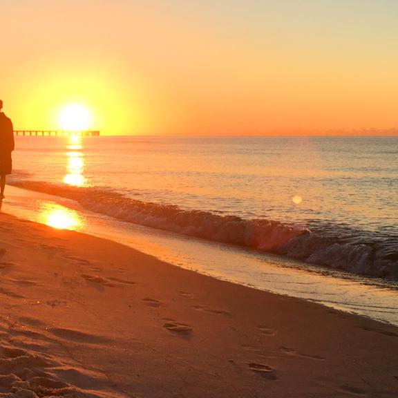 Snowbirds walking on Alabama's Beaches