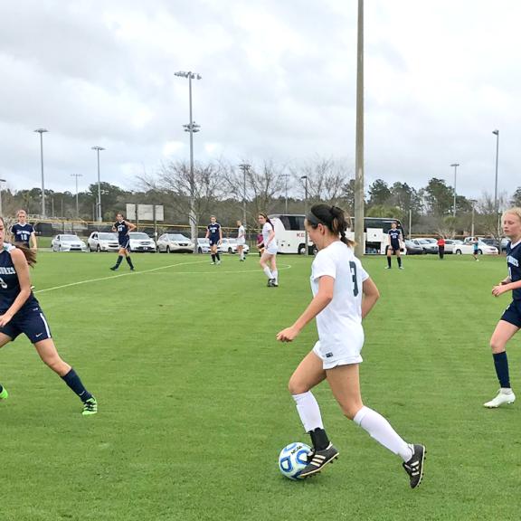 Girls play soccer in Gulf Shores AL