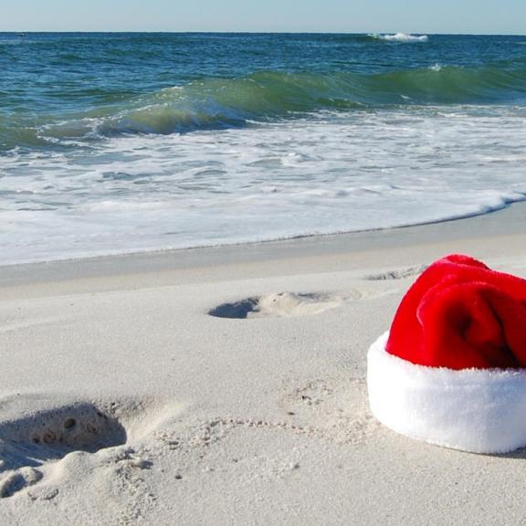 Santa Hat on Alabama's white sand beaches