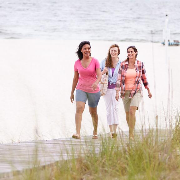Girlfriends walking on Alabama's Beaches