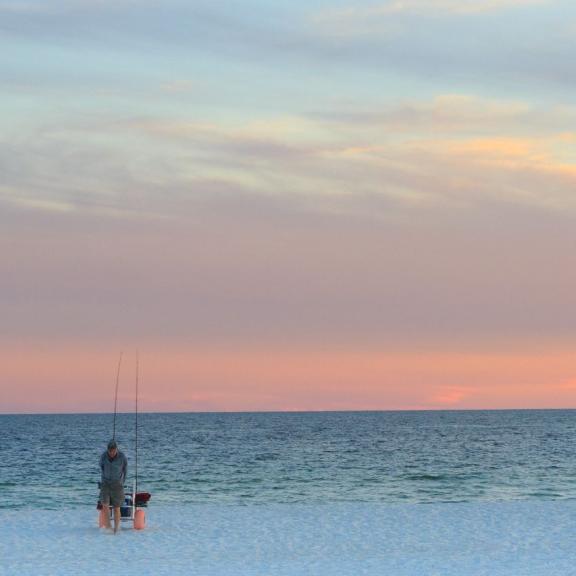 Shore fishing on the beach in Gulf Shores AL