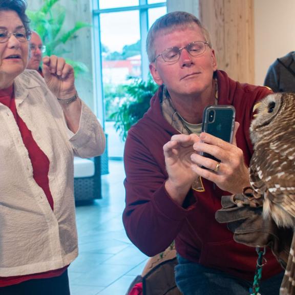 nature lecture with owl at gulf shores welcome center