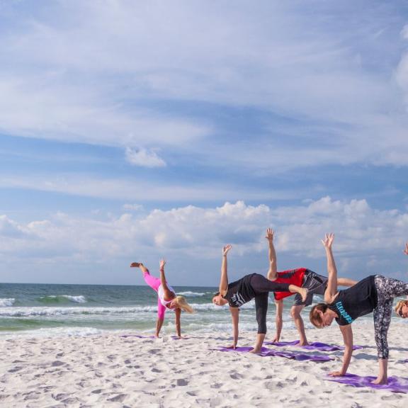 Yoga class on Alabama's beaches