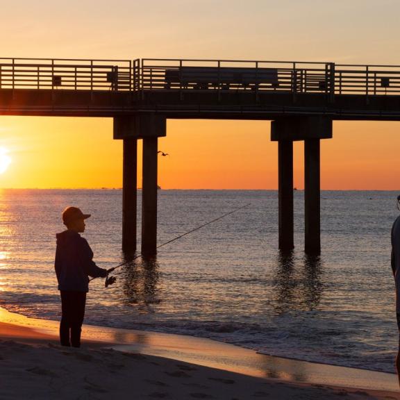 Sunrise surf fishing in Gulf Shores, AL