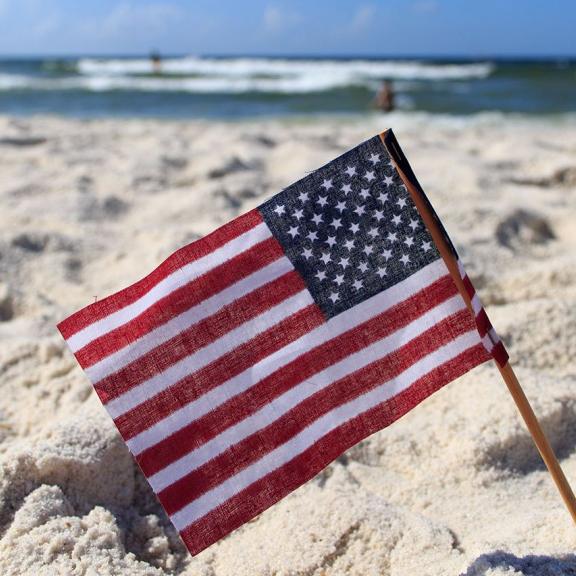 American flag on Alabama's beaches