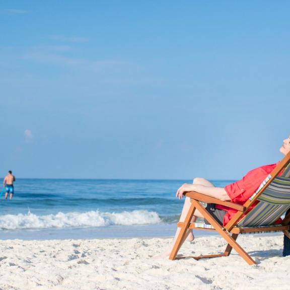 Woman resting on the beach