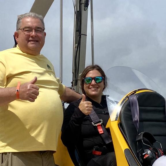 Father and daughter on BeachFlight Aviation gyroplane