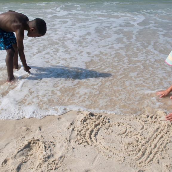 Kids at Gulf State Park Beach