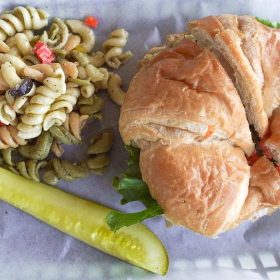 Ameli's Deli Chicken Salad Sandwich and Pasta Salad Lunch in Gulf Shores