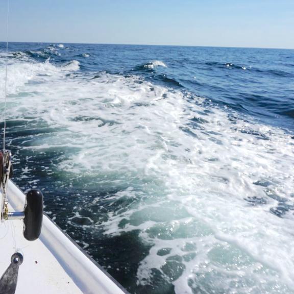 Fishing rod on a deep sea fishing charter in Orange Beach