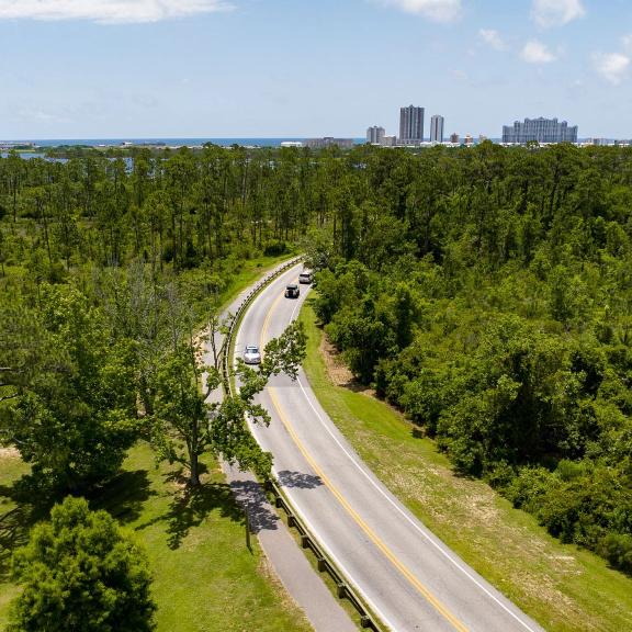 Aerial view of scenic Gulf State Park