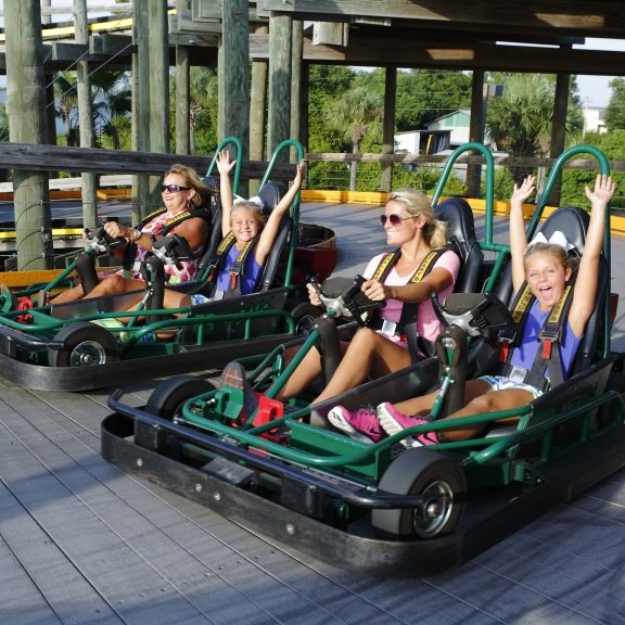 Visitors enjoying go-karts at The Track Family Fun Park