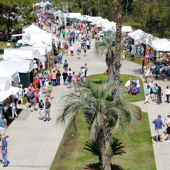 Aerial view of Orange Beach Festival of Arts spring event