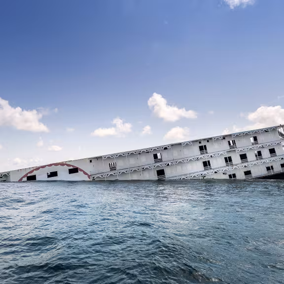Argosy VI casino ship being sunk off the coast of Orange Beach