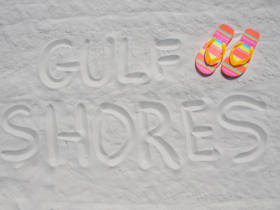 Gulf Shores written in the sand  Gulf Shores AL
