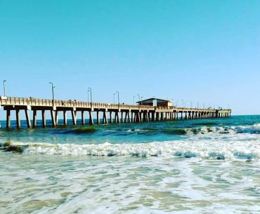 Gulf State Park Pier surrounded by turquoise waters