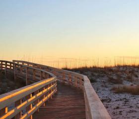 Boardwalk at sunset in Gulf Shores, Alabama