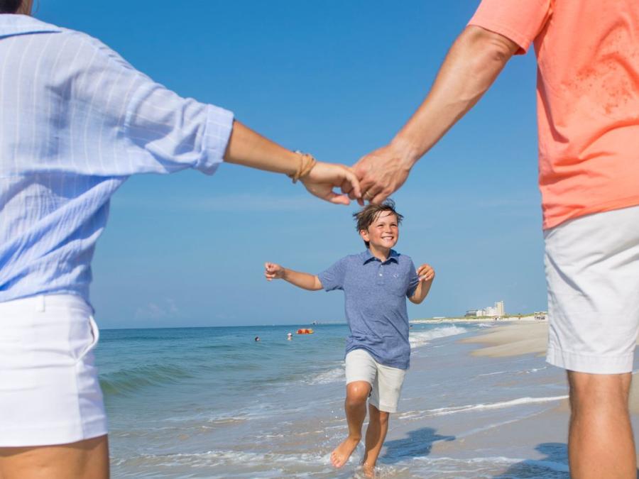 Family on the beach in Gulf Shores