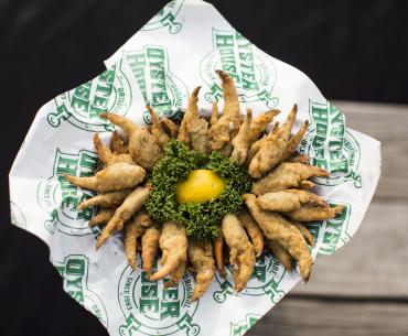 a basket of fried crab claws at Original Oyster House in Gulf Shores
