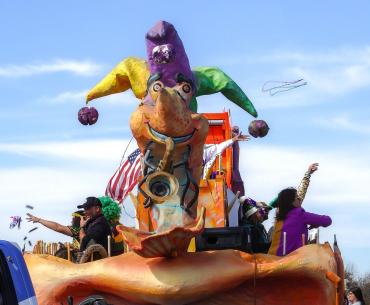 Shrimp Mardi Gras float at the Gulf Shores parade