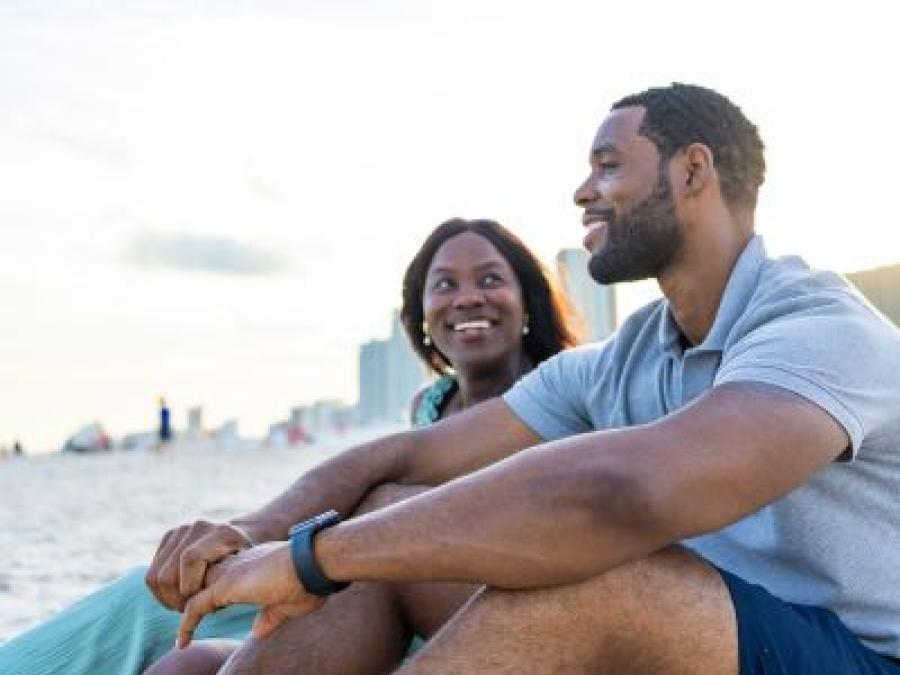 Couple enjoying their time and the beach