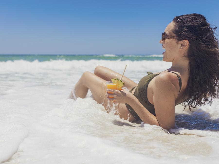 Woman relaxing on the beach