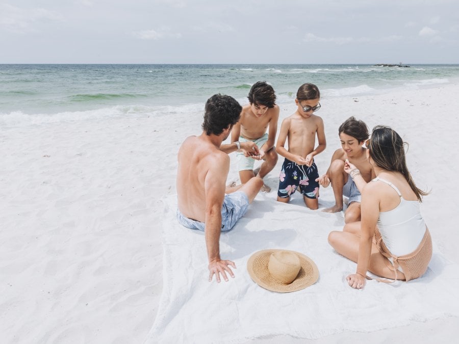 Family on beach
