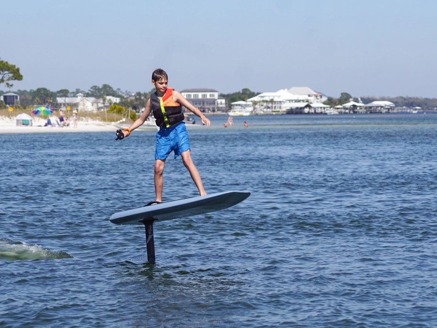 boy efoiling watersport in orange beach