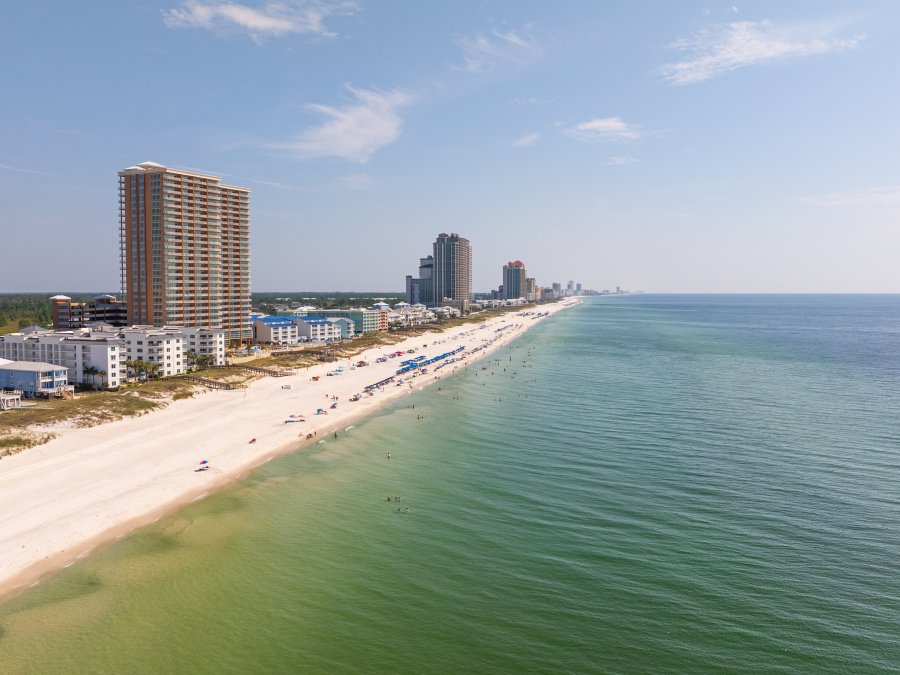 Aerial view of Gulf Shores beach