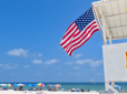 American flag on the beach in Orange Beach, Alabama