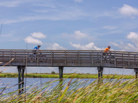 People biking over Lake Shelby in Gulf State Park