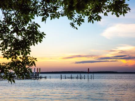 sunset over the water