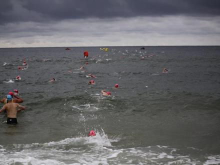 Swim Portion of the Mullet Man Triathlon off the Gulf Coast