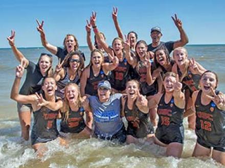 NCAA Beach Volleyball Team on the Beach of Gulf Shores Al