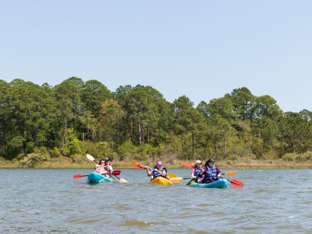 Adults kayaking in Gulf Shores, AL